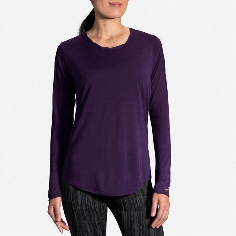 Brooks Women's Distance Long Sleeve Running Shirt - Purple (UXRE81409)